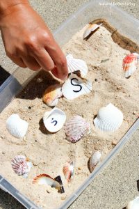 Letter Matching Seashell Sensory Bin