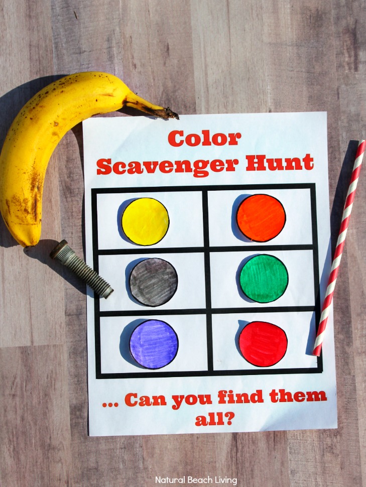 Color Scavenger Hunt for toddlers and preschoolers, This Color Scavenger Hunt Printable is perfect for indoor and outdoor color activities for Kids, Easy to do activity and the kids love matching colors, Take it outside for a Nature Color Scavenger Hunt