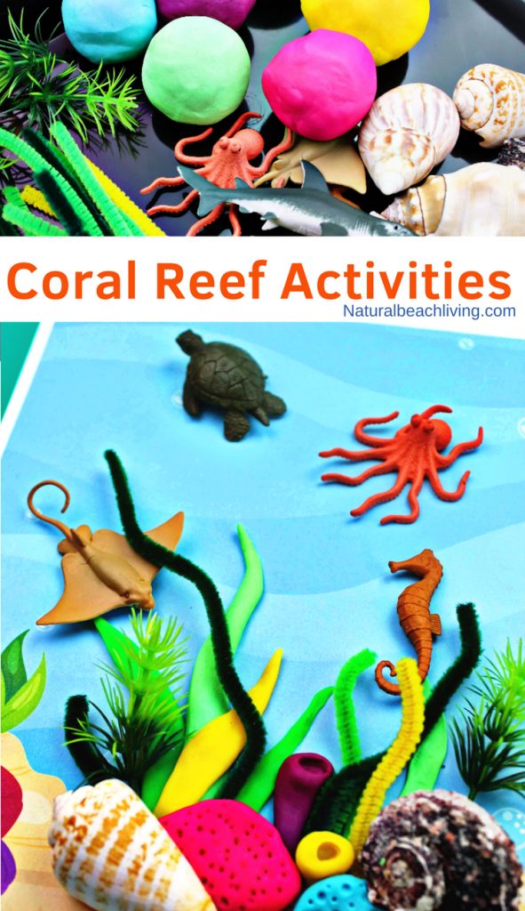 Coral Reef Activities for Preschoolers and Kindergarten with free Ocean Theme Printables, Coral Reef Craft Ideas and Ocean Theme Activities for Kids, Plus a Hands on learning Ocean Playdough Activity