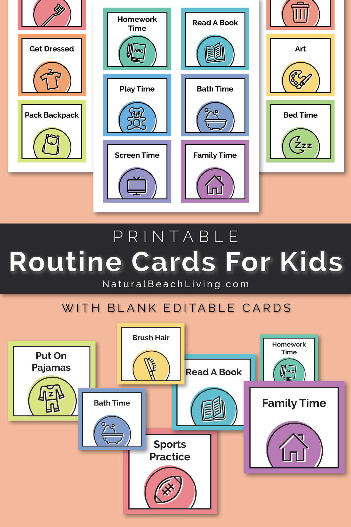 Visual Schedule, Free Printable Routine Schedules for home and daily routines help children with Autism and Anxiety, Autism Visual Schedule Printables for home and Picture Cards for children, Daily Schedule for Kids