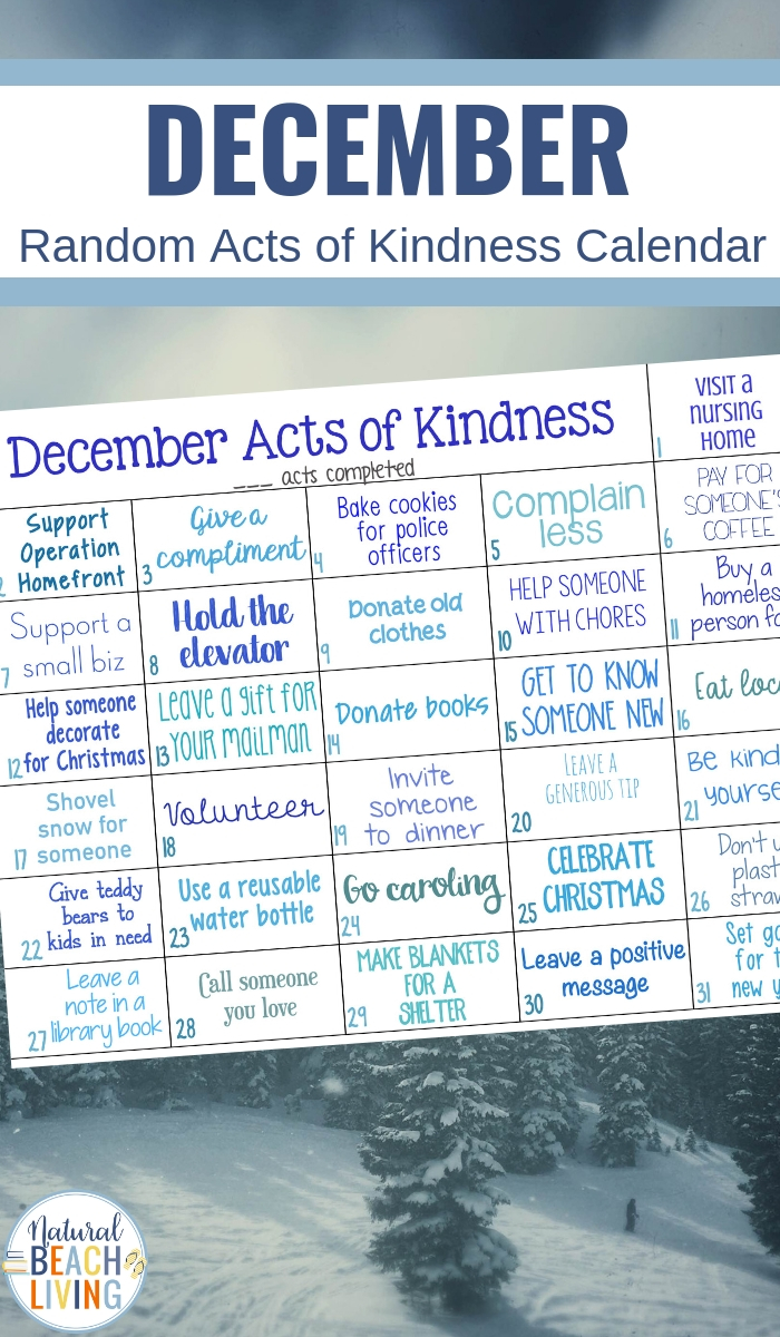 This Random Acts of Kindness Calendar for December is a perfect way to spread holiday cheer throughout the month. These Random acts of kindness ideas and acts of kindness calendar is full of fun ideas. Find the best ways to spread kindness with acts of Kindness for kids and adults 