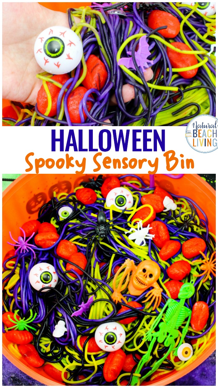 Halloween Sensory Bin Ideas – Halloween Spaghetti Sensory Play