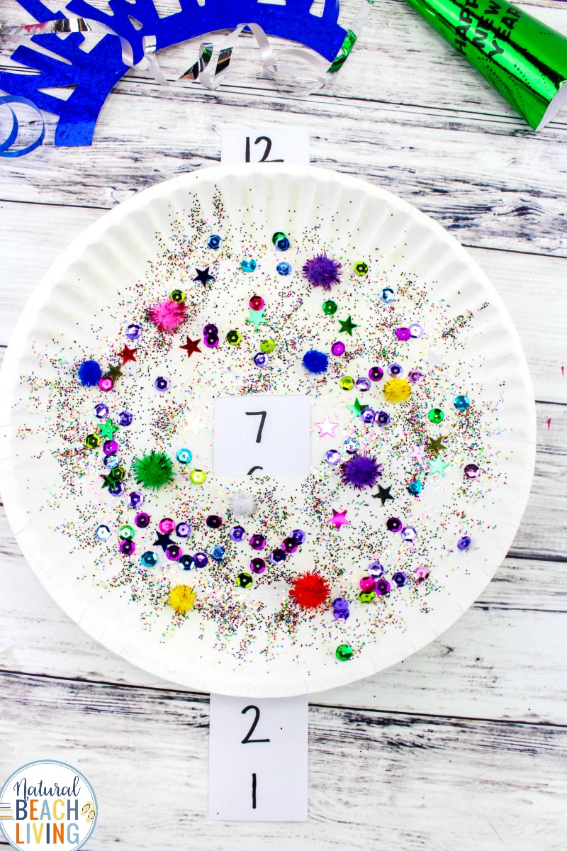 New Years Eve Countdown Paper Plate Craft for Kids, Paper Plate Craft, Countdown to New Year’s Paper Plate Craft for Children to Celebrate New Years. Homemade New Years's Eve Decorations and Crafts for Kids 