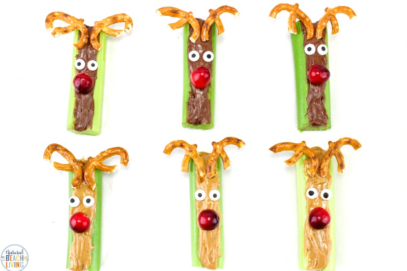 These are THE BEST Rudolph Celery Snacks, These delicious Christmas Snacks are easy to make, DELICIOUS, and Healthy. Kids Love these Healthy Rudolph Christmas snacks, This is an easy-to-make Christmas party food idea, Enjoy! 