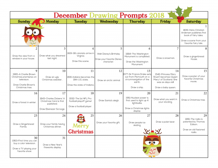 December Drawing Challenge, Drawing Challenges, 31 Days with 31 Topics and 31 different drawing challenges for kids or adults. With this challenge, you will get lots of drawing ideas to challenge yourself to art each day for the month of December. 30 Day Drawing Challenges