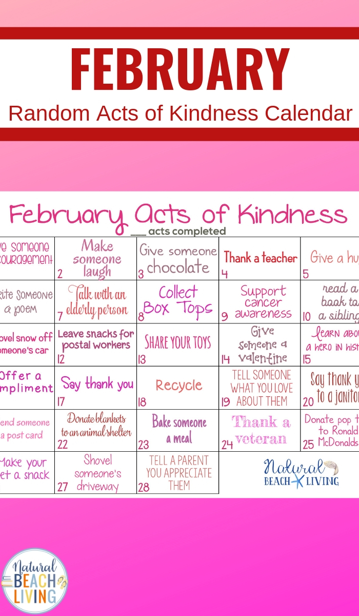 This February Random Acts of Kindness Calendar is perfect. You can use this calendar to help celebrate random acts of kindness week. Find Random Acts of Kindness Ideas and Acts of Kindness for Kids, Spread kindness around your community with a Free monthly Kindness calendar.