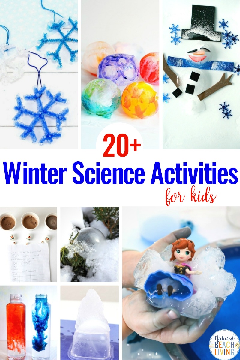The Best Winter Science Activities and Experiments for kids. These 25 fun hands-on learning science activities will have children Making Homemade snow, slime recipes, creating crystal snowflake ornaments, learning about winter animals and more. kids love these winter science experiments! 