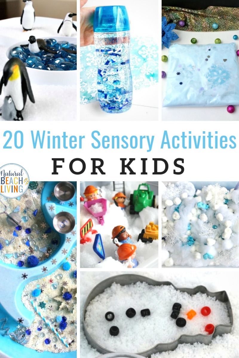 25+ Winter Sensory Activities for Kids and Winter Theme Ideas bring the outside in with these Winter Sensory and Science Activities. Your children will love Winter Sensory Play Ideas. from homemade snow dough, melted snowman, snow slime recipes, ice Arctic sensory play, and more.