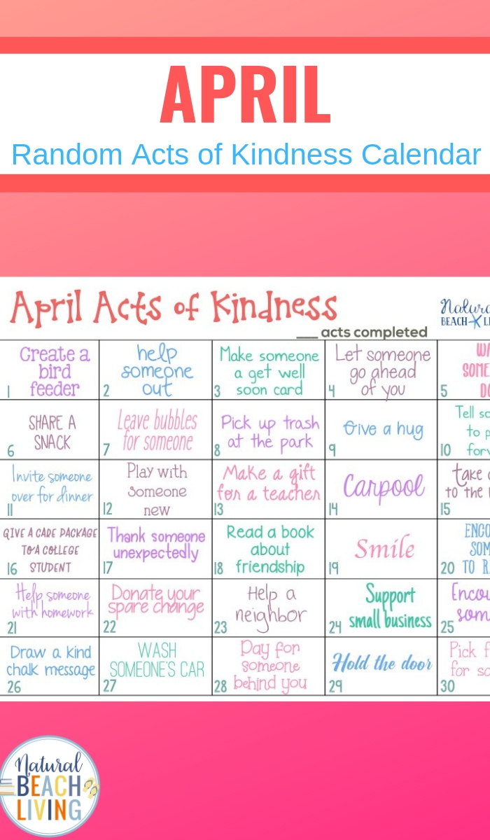 April Random Acts of Kindness Calendar