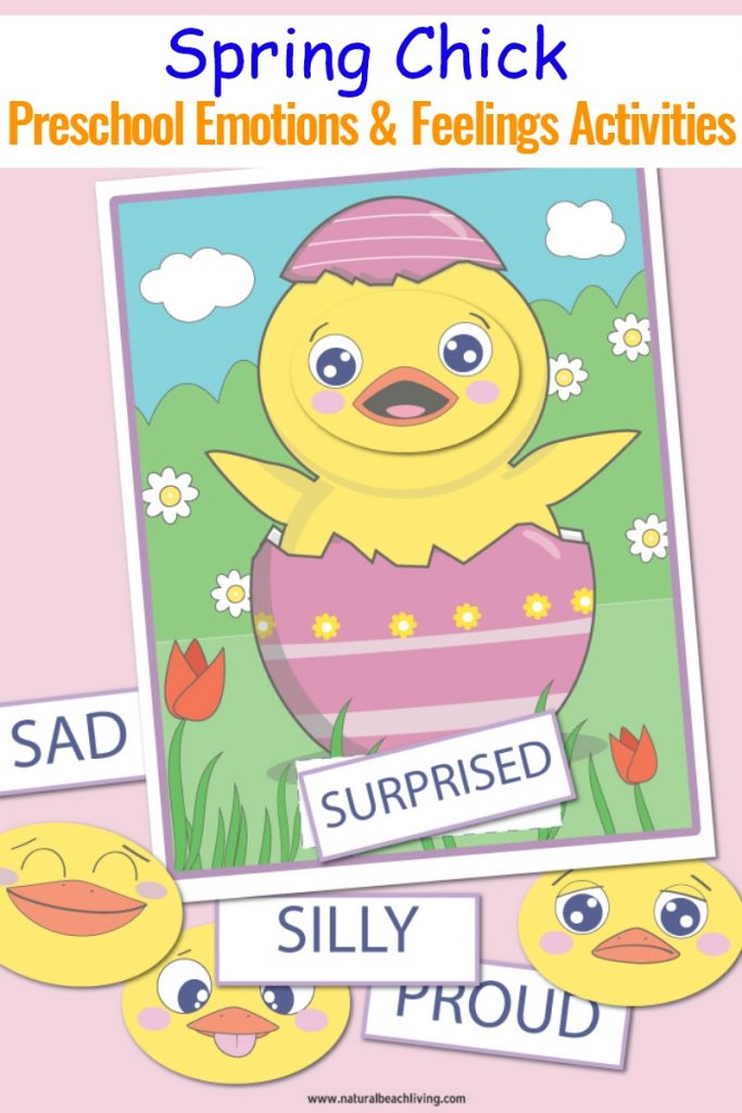 These Spring Feelings and Emotions Activities for Preschoolers are so cute! Emotion Cards Printable and Preschool Feelings Printables for Easter Activities, Easter Chick Preschool Emotions Printables and Emotions Cards for Teaching feelings and emotions  with Preschool Activities