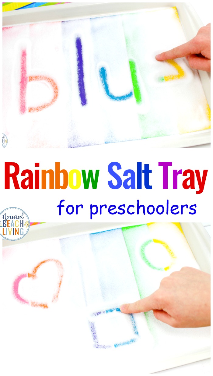 Rainbow Salt Tray Sensory Writing Activities for Preschool