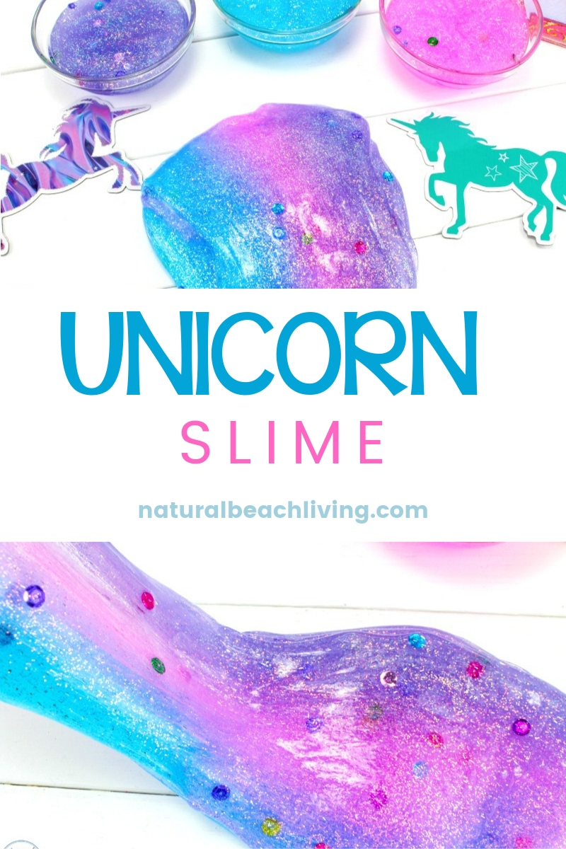 Slime Recipe with Contact Solution - Unicorn Glitter Slime with Free  Printables - Natural Beach Living