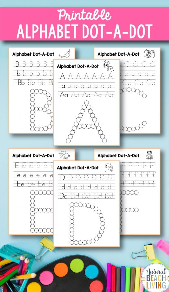 These FREE Alphabet Worksheets a-z are great to practice letter recognition as well as beginning letter sounds. Perfect Preschool Alphabet Theme with Free Q Tip Painting Printables will also have your children working fine motor skills as well as handwriting practice. Alphabet handwriting worksheets, Preschool Alphabet and Language Activities