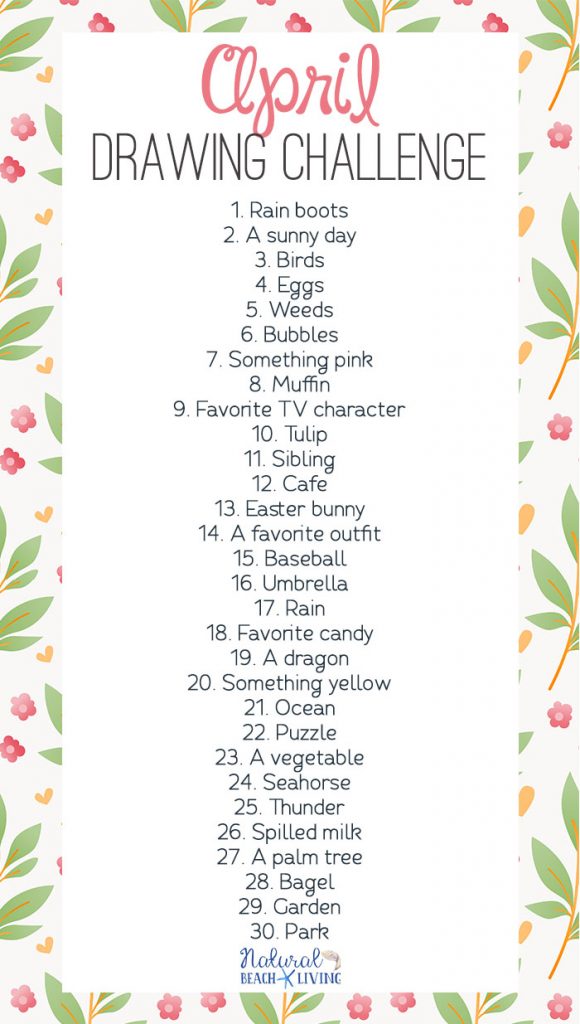 April Drawing Challenge for Kids and Adults - Natural Beach Living