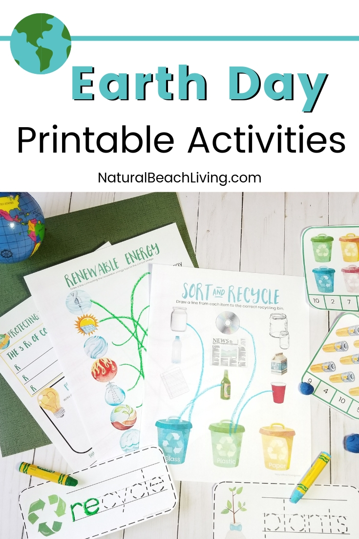 Your Kids will love these Earth Day Printables and Earth Day ideas with Recycling activities. You'll get Earth Day Handwriting Pages, Learn about renewable energy with kids, Recycle activities for preschoolers, Protecting the Earth Planning Journal and preschool activities