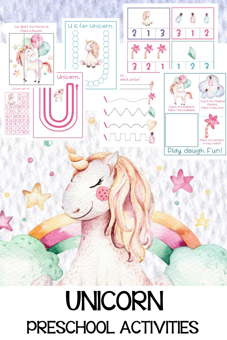 This Unicorn Preschool Activities Pack is full of fun Unicorn Printables your children will love. Hands-on learning with activities that include puzzles, math, language activities, and alphabet activity sheets. Unicorn Activity Sheets, Unicorn Preschool Theme, Unicorn Preschool Packs