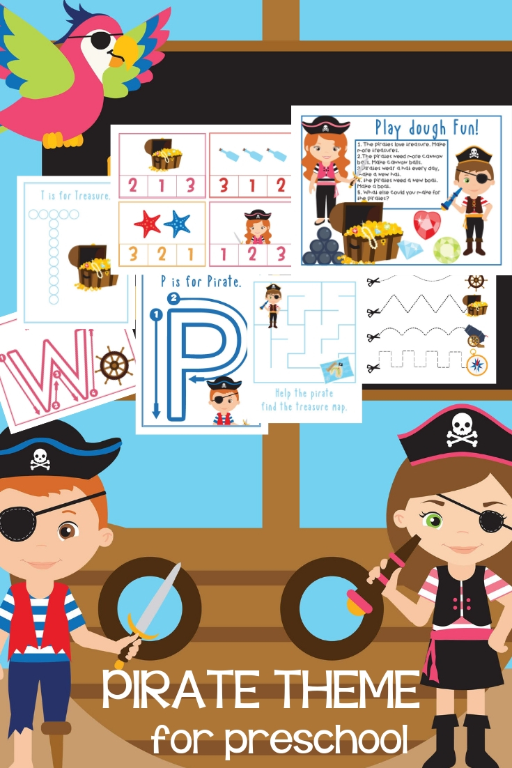Preschool Pirate Theme Printables Pack is full of fun Preschool Pirate activities and preschool activity sheets your children will love. Hands-on learning activities that include preschool math, alphabet activities, puzzles, preschool language activities, alphabet activity sheets, playdough mats and more for every preschool theme!