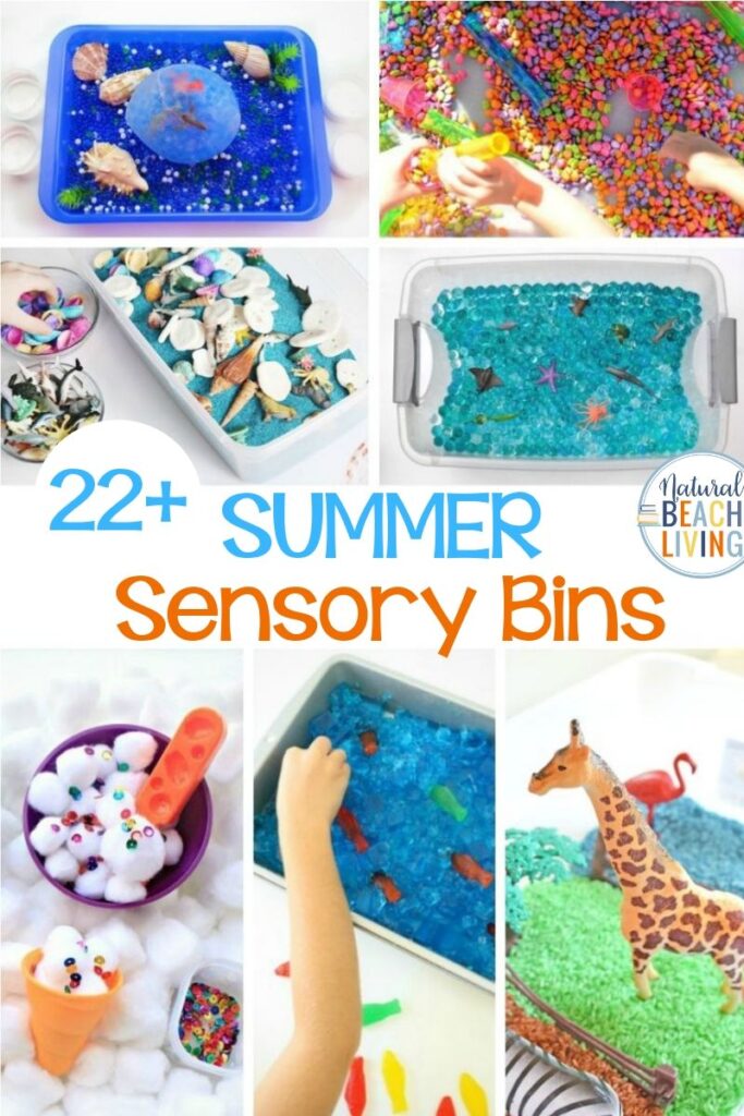 Your kids will love these Summer Sensory Bins and putting them together for fun preschool sensory activities or a summer activity is easy. Summer Sensory Activities and Summer Themes like oceans, ice cream, gardens, under the sea, pollution, beach and so much more. Sensory Activities for Toddlers too