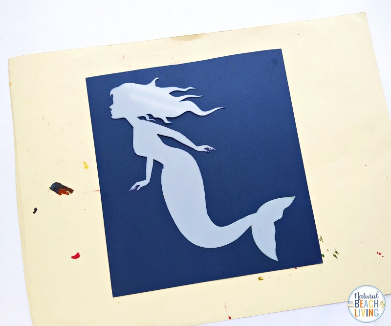 This mermaid art is so simple and fun to make! Have fun with a Mermaid Theme this summer and your preschooler will enjoy creating this beautiful mermaid art to display! Mermaid Stencil Art and craft idea for kids 