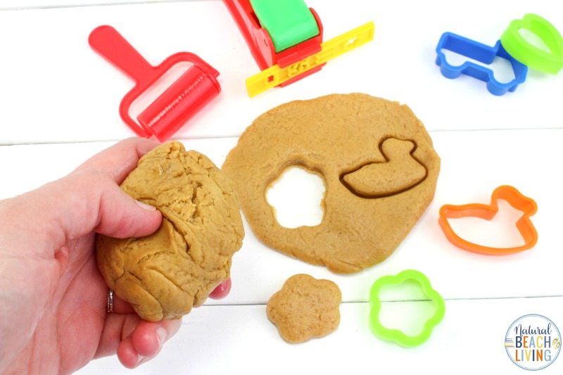 This Edible Peanut Butter Playdough recipe is THE BEST! With just three simple ingredients, you can have a batch of delicious and edible playdough in no time. This is the perfect sensory play activity for toddlers and preschoolers. This Peanut Butter Playdough with marshmallows is The Best playdough recipe