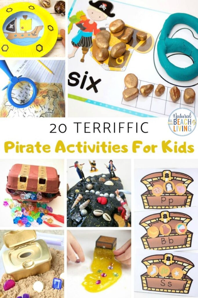These Pirate Activities for kids are perfect for preschool and Kindergarten children to play with and create! You'll have a blast right along with them. Pirate activities are great to add to an Under the Sea Theme, Ocean Activities, or for a summer preschool theme. 