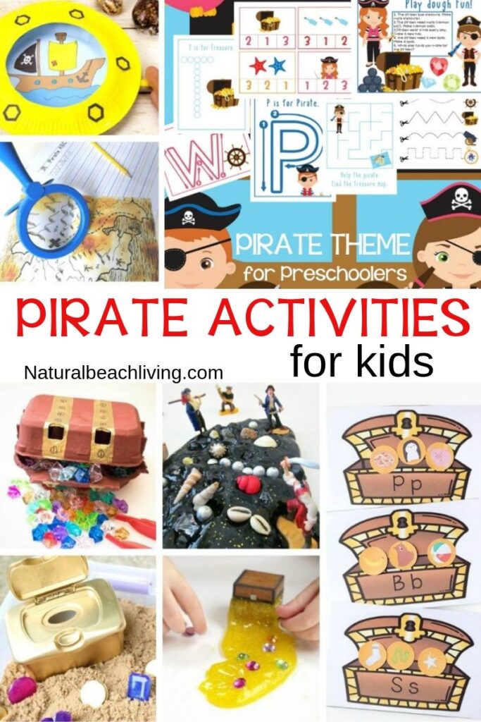 These Pirate Activities for kids are perfect for preschool and Kindergarten children to play with and create! You'll have a blast right along with them. Pirate activities are great to add to an Under the Sea or Ocean Theme, Ocean Activities, or for a summer preschool theme.