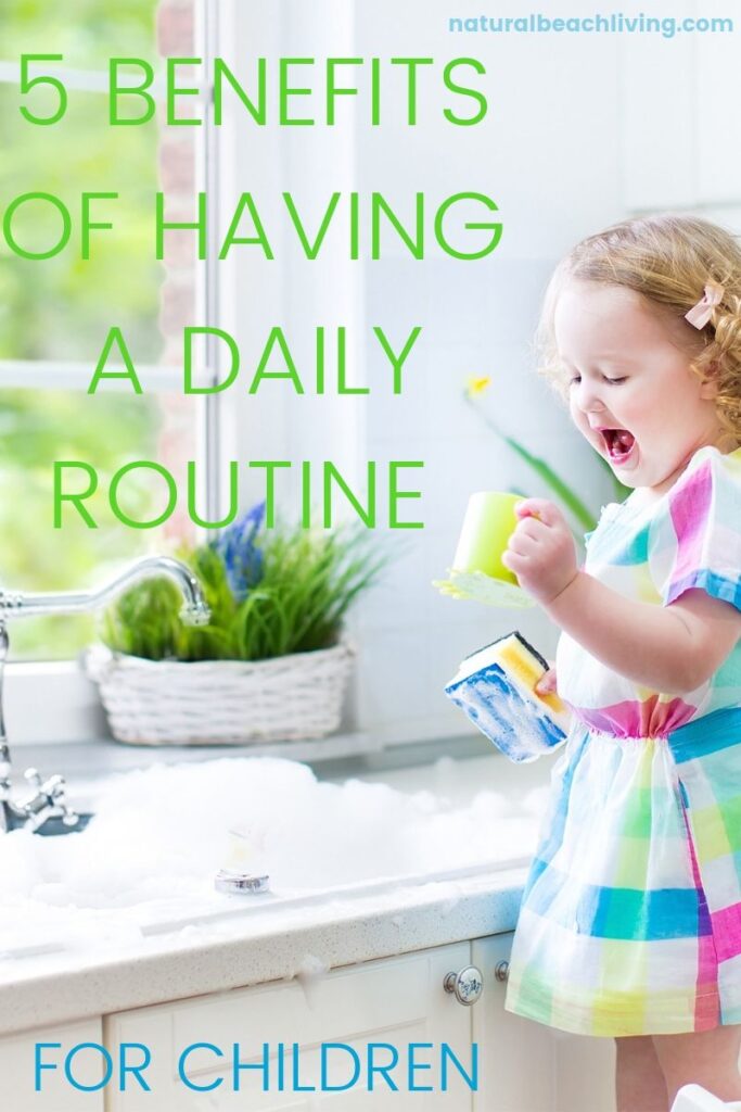 The Benefits of Having a Daily Routine for kids, with Visual schedule cards plus 5 benefits of having a Kids daily Schedule that helps the whole family. Daily routine charts that your children will love, Plus preschool daily schedule ideas, Schedule for Kids with Bedtime  Routine ideas and more