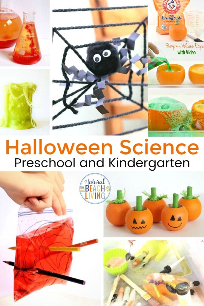 25 Halloween Science Activities for preschoolers. Your children will love these not so scary Halloween Science experiments and STEM projects. Easy science experiments like pumpkin volcanos, candy experiments, witch’s brews and more. This list of Science Experiments for Preschoolers is perfect for school, homeschool, and spooky Halloween parties! 