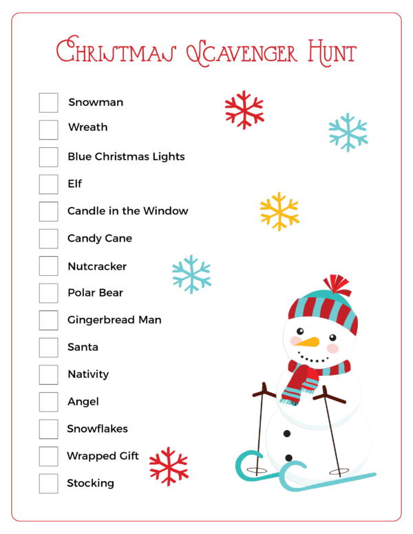 Christmas Scavenger Hunt Free Printables for Kids - Natural Beach Living