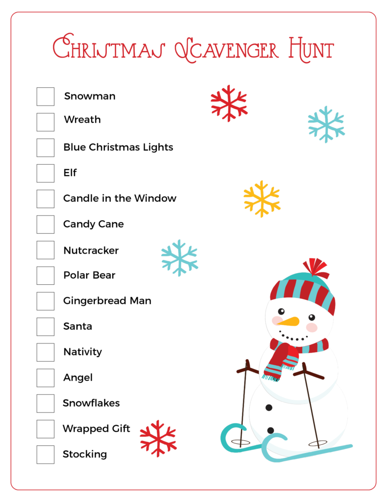 Christmas Scavenger Hunt Free Printables for Kids - Natural Beach Living