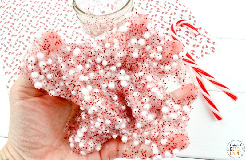 This Candy Cane Slime Recipe is a great way to get excited about the holidays. It's full of fun and crunchy texture that the kids will love! Floam Slime and How to make Crunchy Slime in an easy way with only a few ingredients. This also makes the Best Christmas Slime for an Easy Slime Recipe 