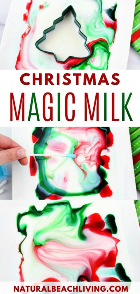 This Christmas Magic Milk Science Experiment is a great way to incorporate the holidays and learning fun! Magic Milk is great for a wide variety of ages! Kids love this Color Changing Magic Milk Experiment, You'll also find Science Experiments for Kids Videos