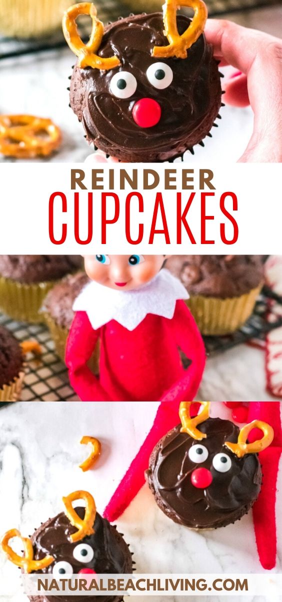 Check out THE BEST Elf on the Shelf Reindeer Cupcakes that everyone in the family will love! It's a simple way to have fun and eat a yummy Christmas dessert. The Cutest Reindeer Cupcakes for your Elf on the Shelf Baking Ideas, and an easy Christmas Cupcakes Idea
