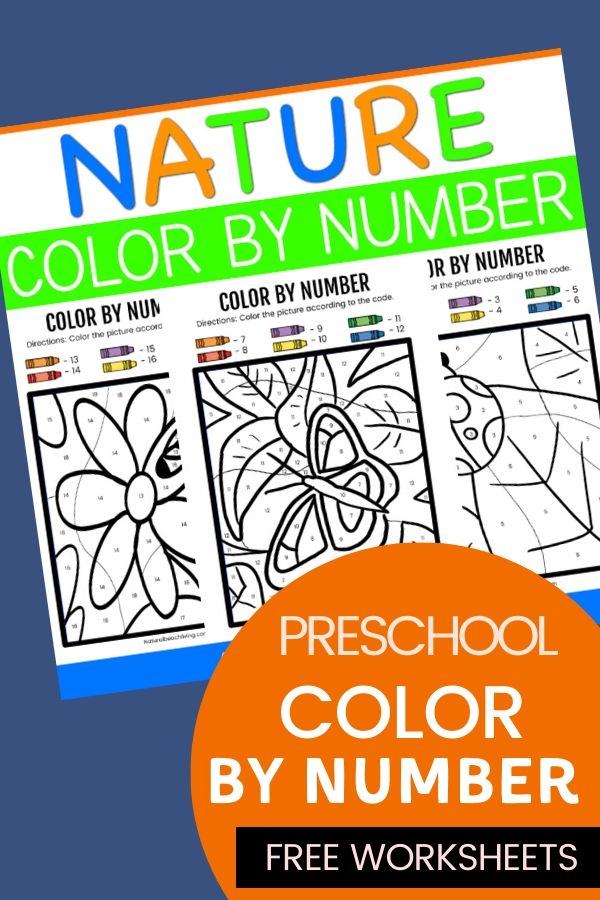 These Nature Color By Number Preschool Worksheets are great for a wide variety of ages. Your children will love to be creative! Grab these Free Color By Number Worksheets for your kids to enjoy. Free preschool number worksheets and Nature Color By Number free printables for homeschooling or fun. 