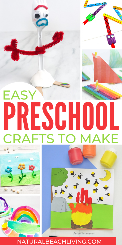 30+ Quick and easy preschool crafts that take less than twenty minutes to make. Your children will love creating these fun craft ideas throughout the year. Educational Crafts for Preschoolers, Letter of the Week alphabet crafts, paper plate crafts, and so many more fun crafts for preschoolers. 