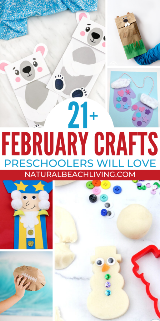 Here you will find over 50 February Preschool Crafts With Groundhog Day, the Superbowl, Valentine's Day, Presidents' Day, Winter Animal Crafts and more, it's a great time to get crafty. Easy February Preschool Crafts and Preschool Activities for the Month of February