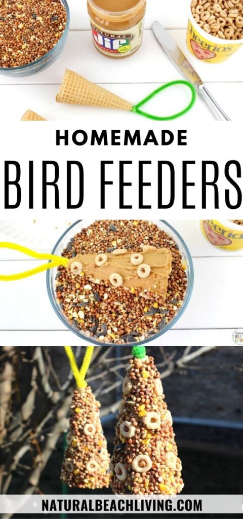 This Ice Cream Cone Bird Feeder is such a simple project. Perfect for Spring, Summer, Earth Day, or any time of the year. Your backyard birds will be very happy with these Bird Seed Ornaments! This is a simple Kid Made Bird Feeder with only a few ingredients. See how to make a bird feeder with over 30 homemade bird feeders