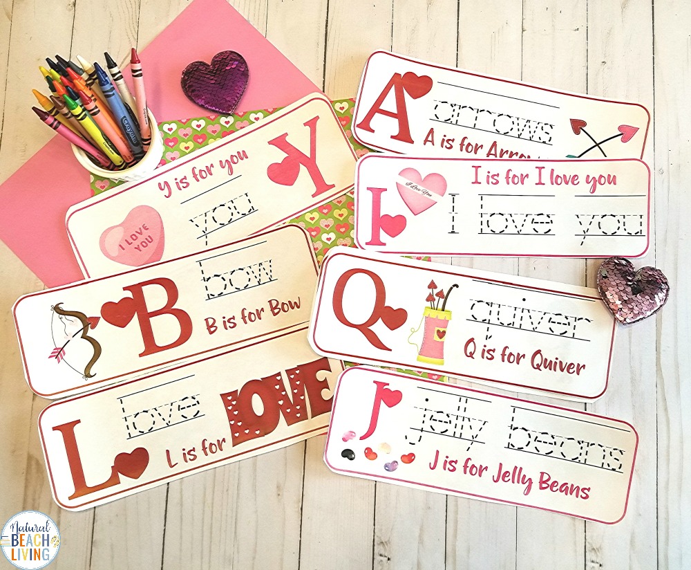 If you're looking for fun Valentine's Day Preschool Alphabet Activities you're going to love this sweet educational printable!  Have fun with these Valentine alphabet handwriting cards for preschoolers and Kindergarten. looking to add to your preschool themes, this set of Valentine Alphabet Activities is Perfect! 