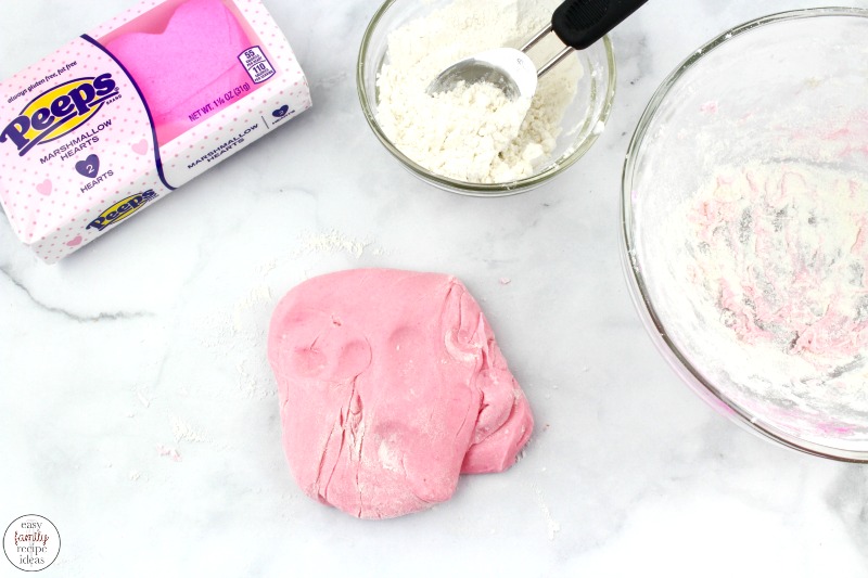 Just when you thought you'd made every type of playdough this Valentine Edible Peeps Playdough is just what you need! Simple to make homemade playdough recipe with only 3 ingredients! This is an Easy playdough recipe, no-cook playdough recipe kids love playing with.