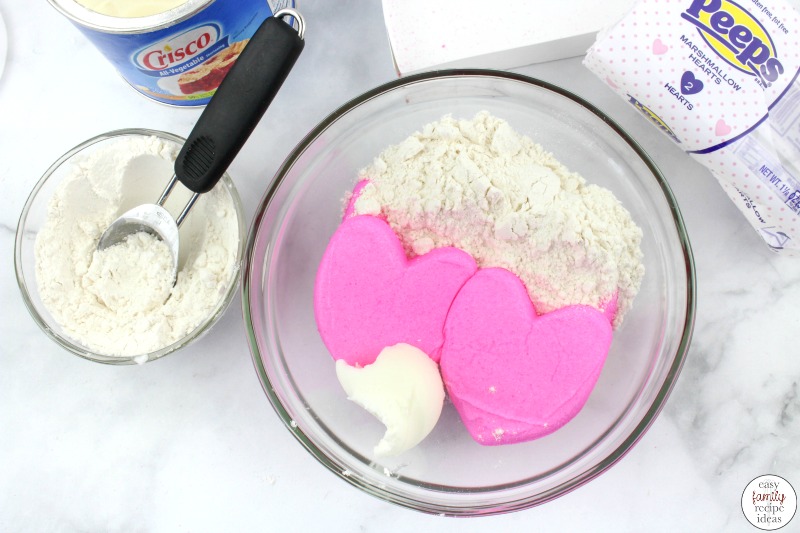 Just when you thought you'd made every type of playdough this Valentine Edible Peeps Playdough is just what you need! Simple to make homemade playdough recipe with only 3 ingredients! This is an Easy playdough recipe, no-cook playdough recipe kids love playing with.