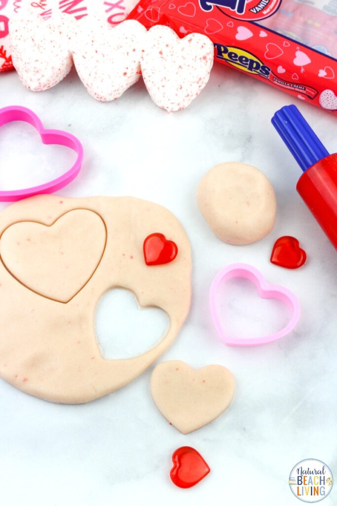 Valentine Peeps Playdough recipe is super simple, This homemade playdough is an easy 3 ingredient taste safe no-cook playdough recipe! Valentine's Day is a great time to make a batch of edible playdough. And this Valentine Playdough recipe smells amazing and is a super soft dough!