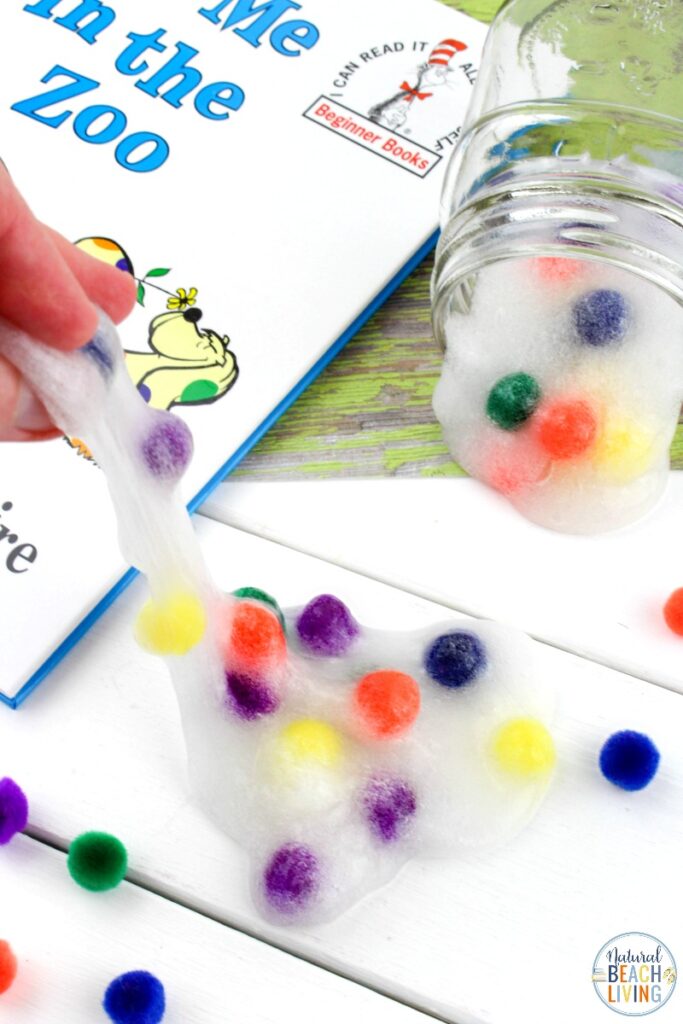 This Dr Seuss Put me in the Zoo Slime is such a fun slime recipe to make! All you need for this Easy Slime Recipe is 3 ingredients. This is one homemade slime recipe that everyone loves. Make it for a Dr Seuss Party or Dr Seuss Theme your kids will love this sensory activity