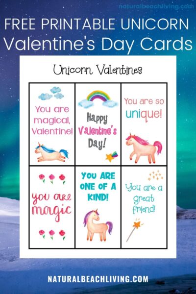 Printable Unicorn Valentines Day Cards - Natural Beach Living