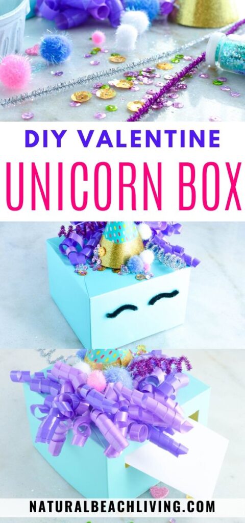 This Unicorn Valentine Box is the cutest! It's an easy way to make your own DIY Unicorn Valentine box for school parties and other fun. You'll be ready for Valentine's Day with these AMAZING Valentine Box ideas, Made with leftover craft supplies and recycled materials it's ready in 5 minutes. 
