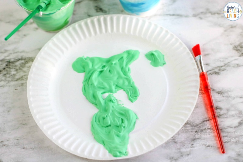 This Earth Day Paper Plate Craft with free Earth Template is a fun way to let your child make and visualize the Earth! Plus, it's a fun sensory activity, too! Earth Day Puffy Paint Art is a great activity and makes a perfect Earth Day Idea for Kids. 