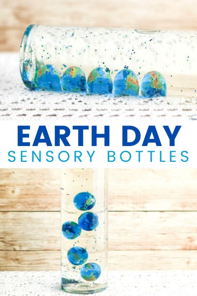 Make these Earth Day Sensory Bottles to enjoy simple science concepts with toddlers and preschoolers. Easy to make Earth Discovery Bottles to add to your Earth Day Activities. Sensory Bottles are a great calming tool for children of all ages.