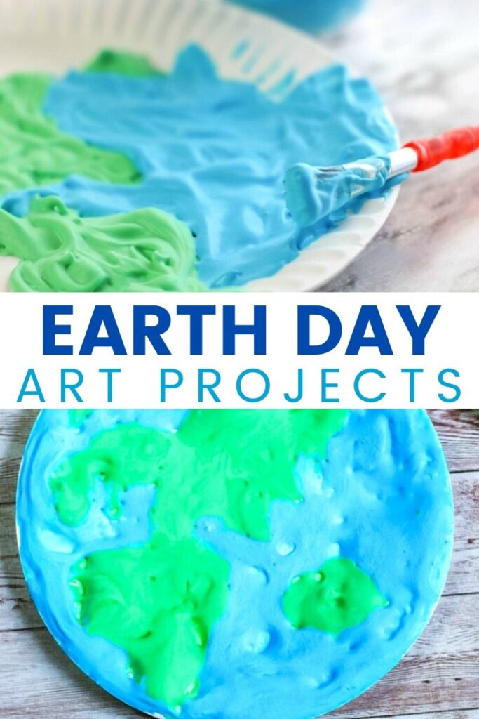 This Earth Day Paper Plate Craft with free Earth Template is a fun way to let your child make and visualize the Earth! Plus, it's a fun sensory activity, too! Earth Day Puffy Paint Art is a great activity and makes a perfect Earth Day Idea for Kids. 