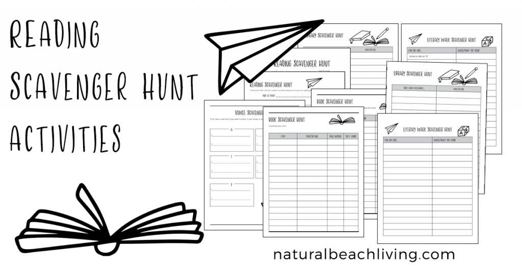 These Book Activities for Kids are a great way to read, learn and have fun. Download your free Reading activities and Reading Scavenger Hunt Printables, These Literacy Scavenger Hunts are great for all ages. Kids love book activities for kindergarten, first grade, all the way up through Middle School. 