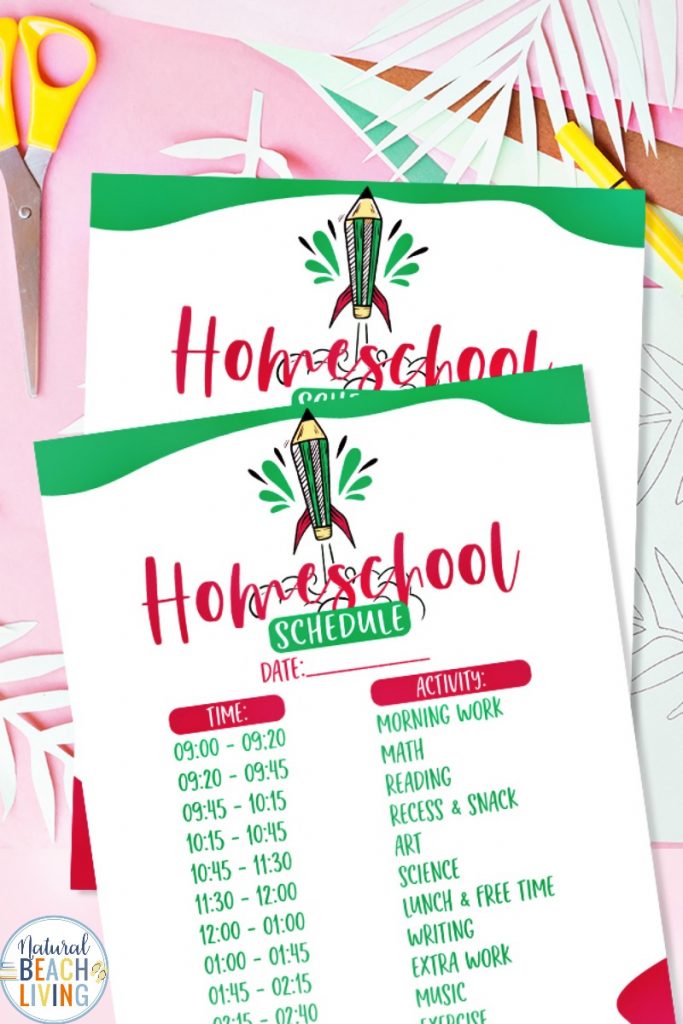 This Homeschool Schedule Printable is a great visual tool to help the entire family stay on track. Having a Daily Schedule for Kids works great. Plus, this Free Homeschool Schedule Template comes with a few options to use what's best for your family. Free Printable Schedule for the win! 