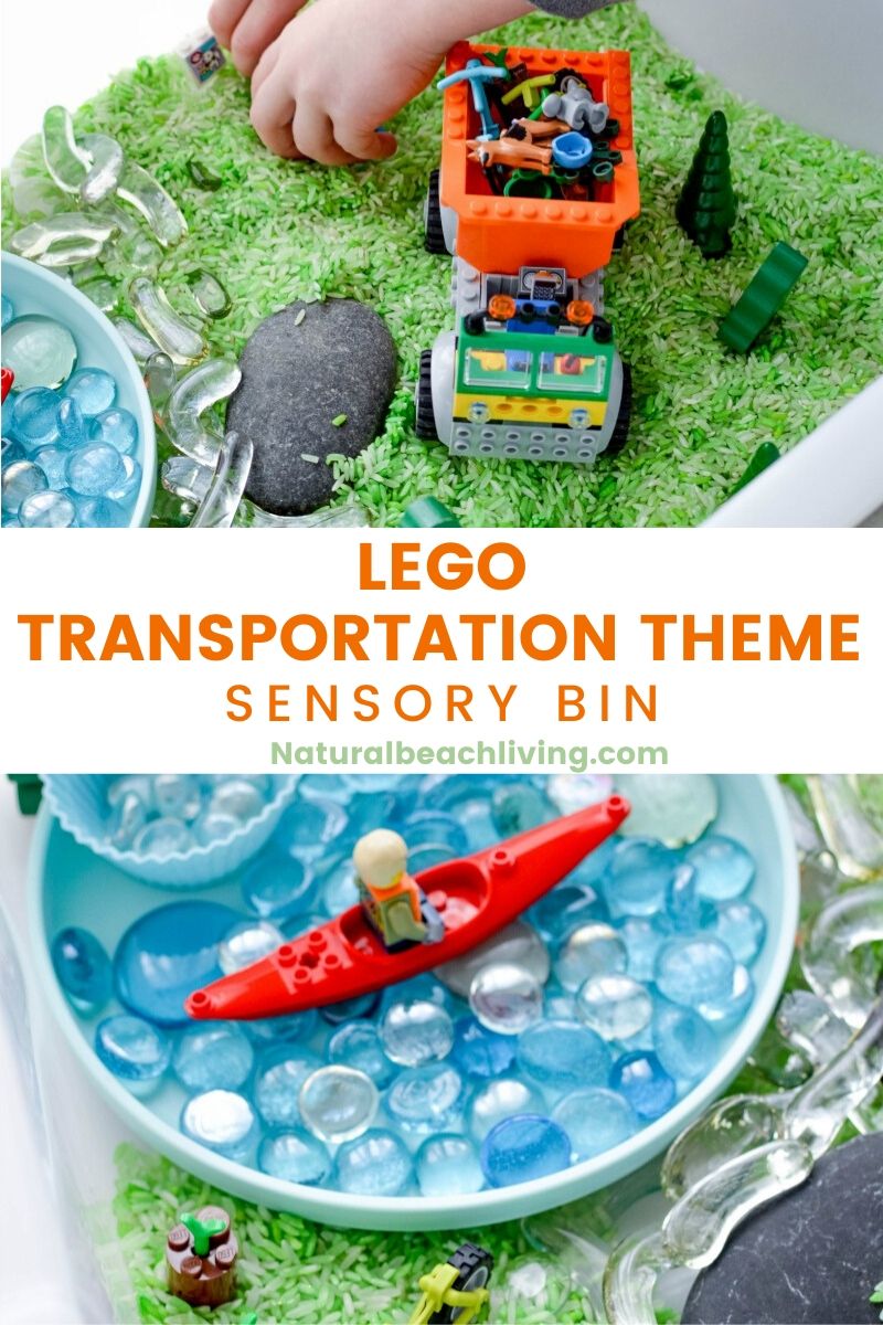 Lego Transportation Theme Sensory Bin for Preschoolers